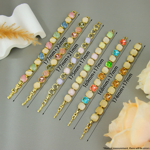 Pulsera de cadena de piedras naturales romanas con baño de oro de 14 quilates y gemas de cristal coloridas personalizadas al por mayor para dama - Product Image 6