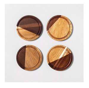 Posavasos de madera de acacia, forma redonda, casa de campo, oficina, Decoración de mesa de boda, posavasos de madera, resistente al calor, precio barato - Product Image 5