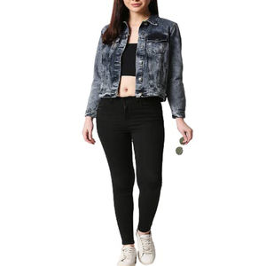 High Street 2024 chaqueta vaquera hecha a medida para mujer Chaquetas vaqueras Premium transpirables a prueba de viento para mujer servicio OEM - Product Image 3