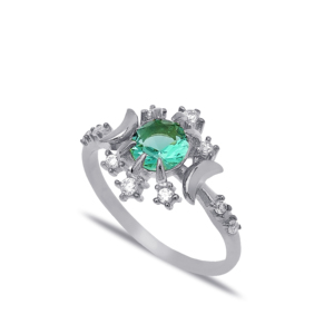 Snowflake Design Paraiba Green Zircon Stone Cluster <b>Ring</b> Turkish Handcrafted Elegant Jewellery 925 Sterling Silver Jewelry - Product Image 2