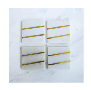 ที่รองแก้วทองเหลืองหินอ่อนธรรมชาติสีทองทำด้วยมือสุดหรูสำหรับทองเหลืองรูปหัวใจดีไซน์หรูหรา - Product Image 3