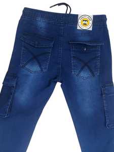 Venta al por mayor Hombres Slim Fit High Waist Vintage Cargo Jeans Stonewashed Skinny Joggers Animal Pattern Winter Button Diamonds Stretch - Product Image 6