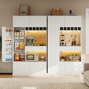<span class=keywords><strong>Meuble</strong></span> de rangement multifonctionnel en bois blanc pour <span class=keywords><strong>micro</strong></span>-ondes, buffet, armoire de cuisine avec portes et étagères, fabrication OEM - Product Image 2