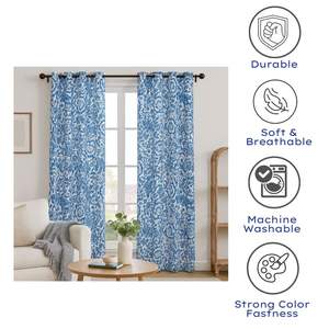Jaipuri ผ้าม่านผ้าฝ้ายพิมพ์ลายดอกไม้น้ำหนักเบาทนทานปรับแต่งได้สำหรับบ้านคาเฟ่ร้านอาหาร - Product Image 5