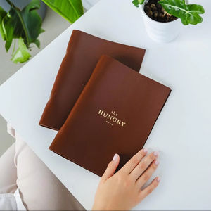 <b>Leather</b> A4 With Elastic Center Holder Menu Holder With Embossing Restaurant Folder <b>Binder</b> Custom Cover LMC-0023 - Product Image 1