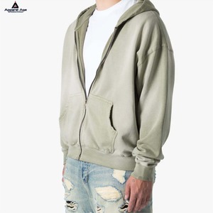OEM Bán Buôn Người Đàn Ông Của Cổ Điển Axit Rửa Hoodies Biểu Tượng Tùy Chỉnh Chữ Phun In 100% Bông Heavyweight Zip up Hoodies Cho Nam Giới - Product Image 4