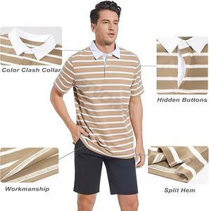 T-shirt polo élégant et décontracté pour hommes pour 2024 Vêtements quotidiens sans effort Tissu jersey respirant Design imprimé - Product Image 3