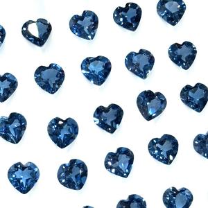 Pierres précieuses en topaze bleue de Londres de 6 mm, taille cœur, sculptées, de haute qualité, pierres de topaze facettées naturelles pour la fabrication de bijoux, prix de gros - Product Image 5