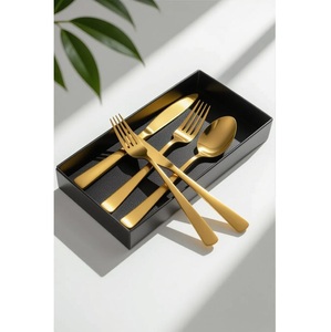 Ensemble de couverts en acier inoxydable finition dorée, poli à la perfection pour les mariages, les banquets et les expériences culinaires haut de gamme - Product Image 3