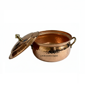 High Quality Luxury Hand-Hammered Copper Food Grade Casserole Brass Knob Lid Eco-Friendly Gas Induction Ready <b>Cooking</b> - Product Image 3