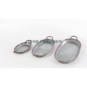 Plateau galvanisé au design moderne, style ferme, sûr pour les aliments et polyvalent, pour la décoration de salle de bain, la présentation de nourriture, le rangement de plantes, les plats et assiettes - Product Image 4
