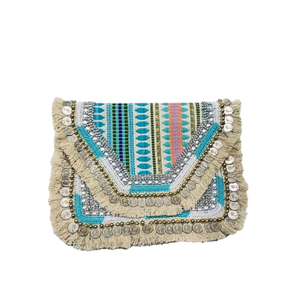 Bolso de mano de diseñador artesanal con bordado de piedras y cuentas bohemias Banjara para damas que mezclan la tradición con el estilo - Product Image 1