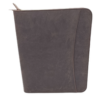 2022 nouveau dossier de documents multi-utilitaires en cuir véritable sur mesure fermeture à glissière personnalisé brun foncé présentation Padfolio/classeur