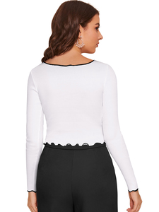 Indian Latest White Stylish Indian Ladies Trendy Western Fashion Tops Regula Knitting para adultos Exportación de mujeres y niñas - Product Image 4