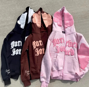 OEM Custom Men's Hoodies 450GSM 100% Cotton Streetwear 3D Embroidered <b>Zipper</b>-Up Style with Solid Pattern for Puff Print - Product Image 1