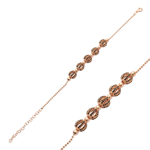 925 Sterling Silver Fine Jewelry Ball <b>Charm</b> Design Black CZ Stone Made in Turkey Shape <b>Charm</b> Ball Chain Wholesale - Product Image 1