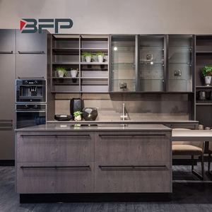 BFP Prix d'usine Couleur pure Laque mate Cuisine Panneau plat Porte en verre Pénurie avec lumières LED <span class=keywords><strong>et</strong></span> île normale - Product Image 5