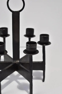 Luxury Vintage <b>Black</b> 6-Votive Wrought Iron <b>Candlestick</b> <b>Holder</b> <b>Black</b> Decorative Metal Candle Jar for Home and Gifts - Product Image 4
