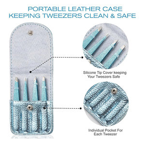 Hot Pink 4 PCS Pinzas profesionales de pestañas de acero inoxidable Precisión para cejas Cabello encarnado Extensiones de pestañas de vello facial - Product Image 3