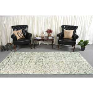 Modern Green 4.4 X 9 ft Wool Rug Turkish Large Area Living <b>Room</b> <b>Carpet</b> Latex Backing Rectangle Patchwork 3D Techniques <b>Room</b> Rug - Product Image 3