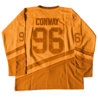 Maillot de hockey sur glace personnalisé Mighty Ducks Conway 96, imprimé, pour homme, blanc, bleu sarcelle, marron, manches longues, en sergé, anti-humidité