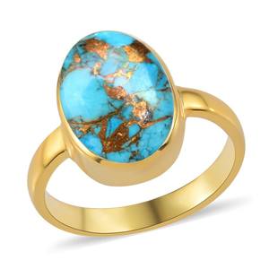 Bague Turquoise Naturelle Plaqué Or 18k 14x10mm Bague Ovale en Pierres Précieuses pour Femme Cadeau de Bijoux en Pierre de Naissance de Décembre - Product Image 1