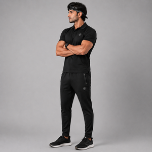 Dominance Performance for <b>Polo</b> <b>Shirt</b> Black-<b>4XL</b> 5XL 6XL Spandex Knit Embroidered Logo Solid Pattern - Product Image 5