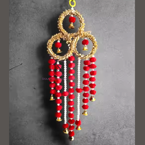 Trendy Beautiful Designer Artificial <b>Flower</b> Garland Pompom <b>Flower</b> Hanging Gotta Patti Work Hanging for Diwali, Wedding Decor - Product Image 4