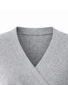 <b>Women</b> Grey Wrap Style Knit Sweater <b>Long</b> Sleeve V Neck Soft Casual Winter Top Elegant Ladies Pullover Fashion Daily Office Fit Up - Product Image 5