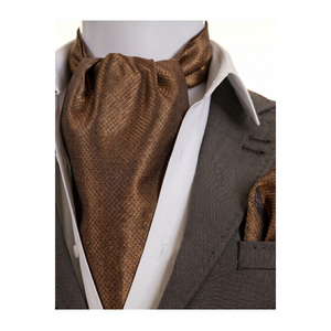 Copper <b>Brown</b> Diamond Patterned Satin Men's Accessory Set Scarf Shawl Ascot and Handkerchief for Bow <b>Tie</b> and Cravats - Product Image 2