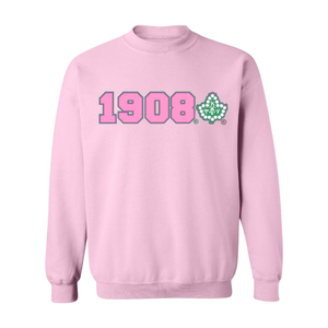 Sudadera AKA 1908 Ivy con Cuello Redondo, Bordado Rosa Claro y Verde, Prenda Personalizada para Hermandades Griegas - Product Image 1