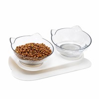 Bol d'alimentation pour animaux de compagnie avec design oreilles de chat, bord incliné anti-renversement et hauteur ergonomique pour chats et petits chiens