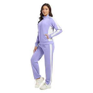 ชุดวอร์มสองชิ้นของผู้หญิงคุณภาพพรีเมี่ยมผ้าฝ้าย100% ระบายอากาศได้สีตัดกันโอเวอร์ไซส์สไตล์ธรรมดาซักได้ - Product Image 5