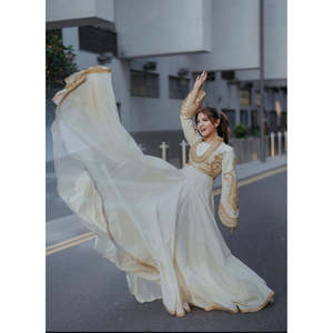 Robe élégante en mousseline de soie tendance et confortable, coupe A, taille empire, pour femmes, pour le travail - Product Image 4