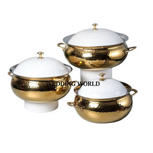 Ensemble de trois chauffe-plats en métal de haute qualité, fait à la main, couvercle en forme de casserole de créateur, nouvelle marmite en métal pour restaurant à usage domestique - Product Image 1