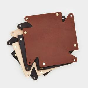 Sous-verres imprimés personnalisés de luxe de haute qualité Ensemble de sous-verres sous-verre tapis de tasse sous-verres ronds en cuir véritable avec logo - Product Image 2