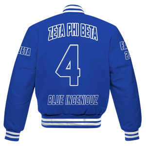 Zeta Phi Beta 1920 Sororité Fondateurs ZPB Bleu Blanc Grec Vie Varsity Letterman Veste Chenille Patch Style Porter - Product Image 5
