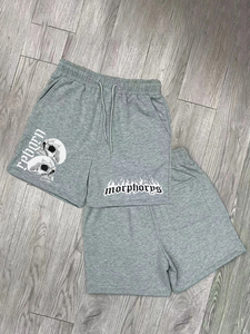 Pantalones cortos de sudor con diamantes de imitación y estampado vintage personalizado, pantalones cortos holgados de algodón 100% para hombre - Product Image 3