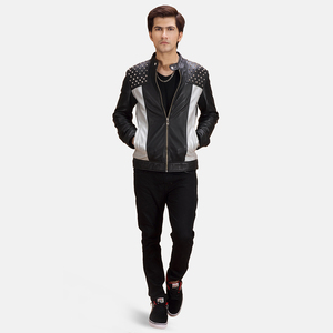 Veste en cuir véritable pour homme, design unisexe, blocs de couleur, haute qualité, sur mesure, vente en gros - Product Image 2