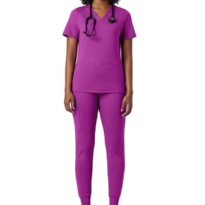 Conjuntos de uniformes de moda Mezclas de algodón de alta calidad Cintura elástica Scrub Tops Stretch Fit Pantalones Hospital Enfermera Trabajo Médico - Product Image 1