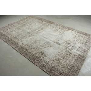 Turkish 6.3x9.9 ft Rug, Vintage Rug, <b>Brown</b> Floral <b>Wool</b> Rug - Product Image 2