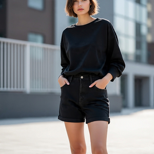 Short en jean personnalisé pour femmes Taille haute Respirant Respectueux de l'environnement Streetwear à la mode déchirée - Product Image 4