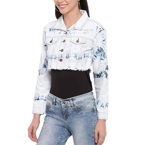 2024 nouveauté femmes blanc culture lavé jean vestes léger femmes jean vestes pas cher prix culture jean vestes - Product Image 4