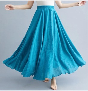Saia กระโปรงยาวผ้าลินินคอตตอนสีทึบแฟชั่นสำหรับผู้หญิงกระโปรงยาวทรงหลวมแนวฮาราจูกุหรูหราสำหรับผู้หญิง - Product Image 2
