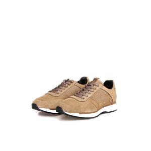 Scarpe sportive da uomo in vera pelle e pelliccia nera 723 kma120