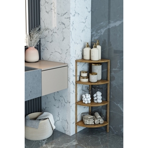 Table d'appoint et étagère décorative multifonctionnelle à 4 niveaux en pin atlantique, design triangulaire - Product Image 3