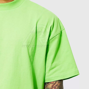 T-shirt baggy à la mode pour hommes respirant 100% coton motif solide épaule tombante coupe ample à manches courtes t-shirt - Product Image 5