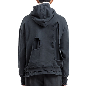 เสื้อฮู้ดปักลายสไตล์วินเทจสำหรับผู้ชาย เสื้อผ้าสตรีทแวร์ โลโก้แบบดิบๆ ผ้าฝ้ายฟลีซทรงโอเวอร์ไซส์ - Product Image 4