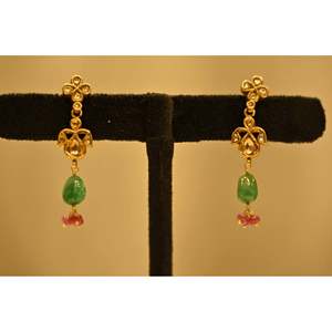 Exquisite Maharani Rani Kanari 22K Solid Gold Ethnic Wedding <b>Necklace</b> Includes Matching Earrings - Product Image 2