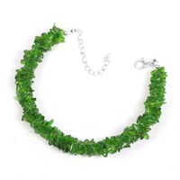 Diopside – Bracelet de plage en perles de pierre à puce verte, délicat, délicat, bohème